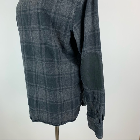 John W Nordstrom Black Plaid Elbow Patch Button Down Shirt Medium - Picture 8 of 9